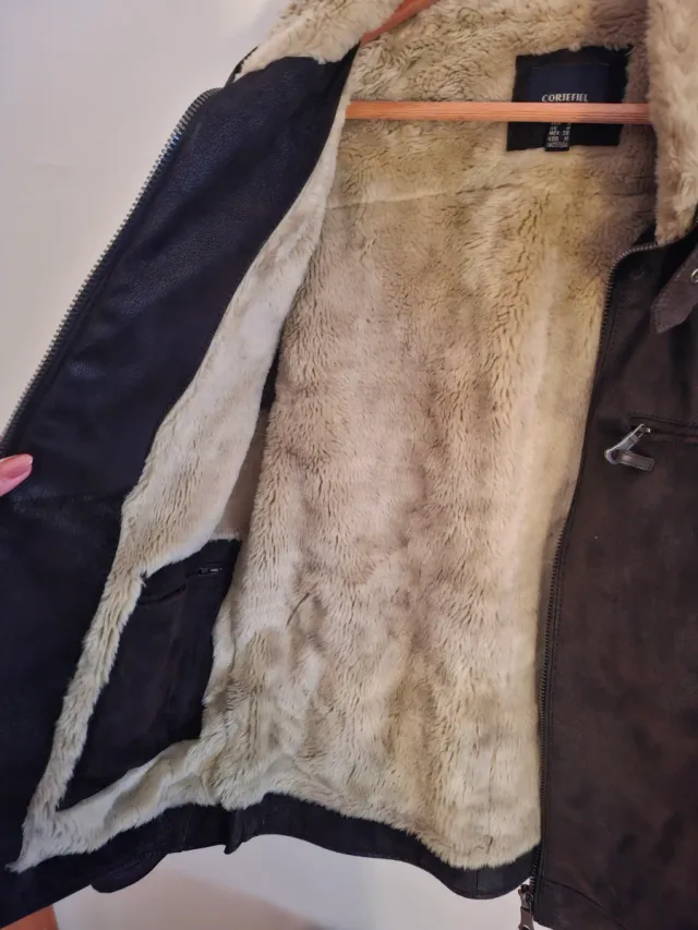 Chaqueta de cuero forrada