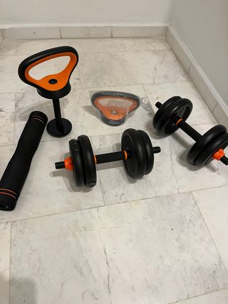 Set de Pesas Ajustables y Mancuernas