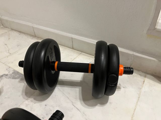 Set de Pesas Ajustables y Mancuernas