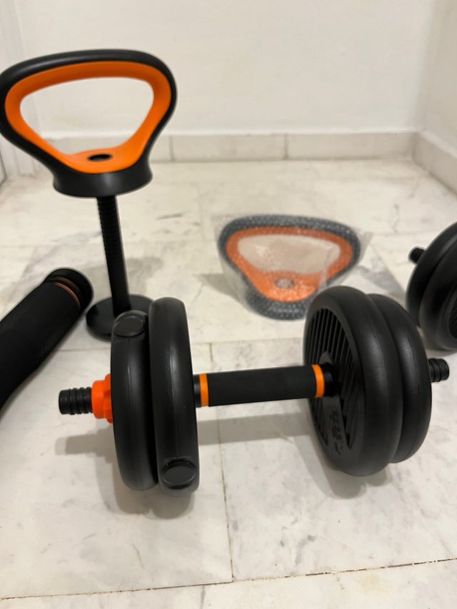 Set de Pesas Ajustables y Mancuernas