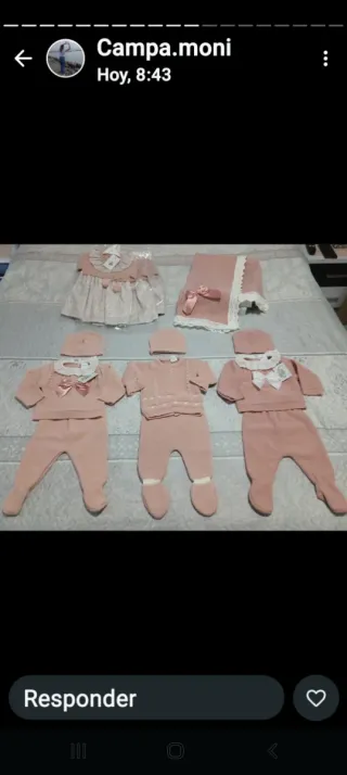 Conjunto bebé rosa y toquillas y vestido