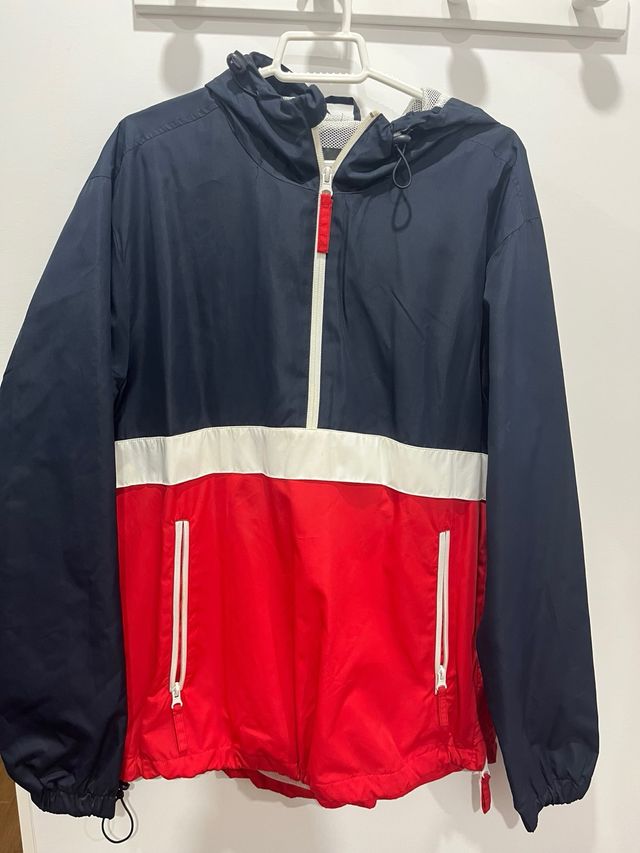 Cortavientos Anorak Azul y Rojo