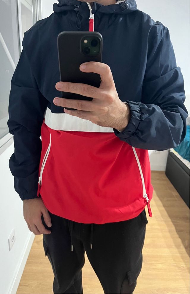 Cortavientos Anorak Azul y Rojo