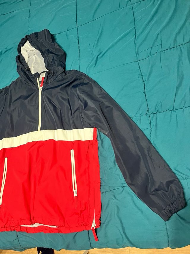 Cortavientos Anorak Azul y Rojo