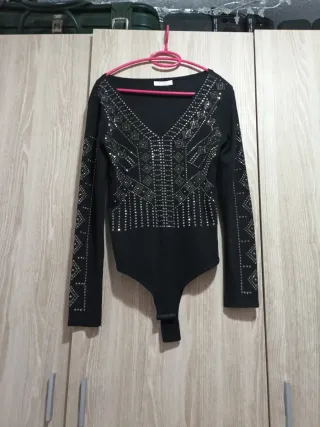Body fiesta negro con pedrería