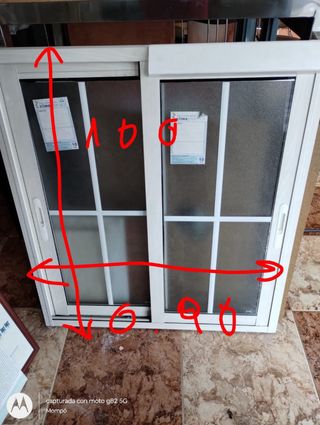 Ventana corredera aluminio gris