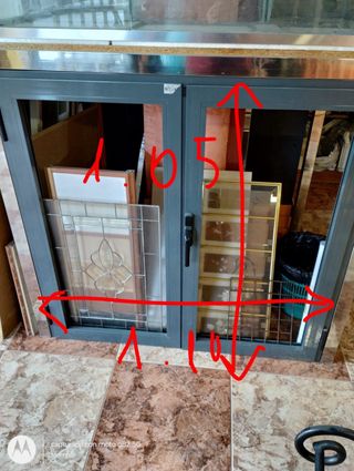 Ventana corredera aluminio gris