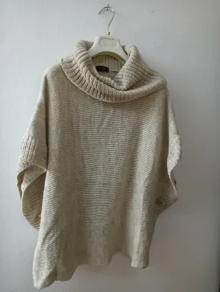 Maglione Poncho Taglia Unica Beige