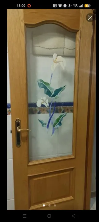 Puerta Roble Maciza Cristal 72cm Dcha