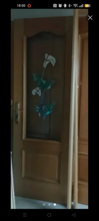 Puerta Roble Maciza Cristal 72cm Dcha