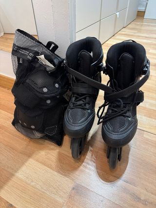 Patines en línea negros oxelo + protecciones
