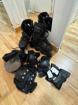 Patines en línea negros oxelo + protecciones
