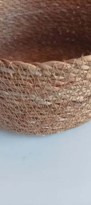 Cesto de mimbre/yute beige y marrón