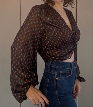 Blusa Zara fiesta transparente manga ancha