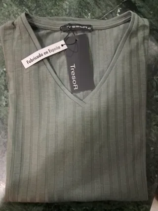 Camiseta TRESOR canalé verde talla 42
