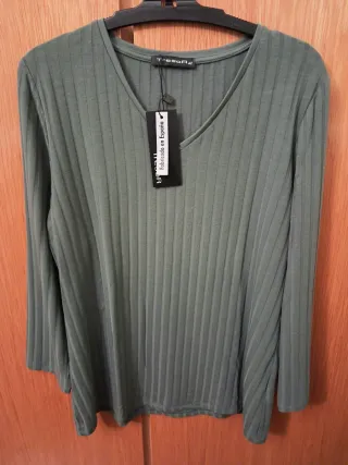 Camiseta TRESOR canalé verde talla 42