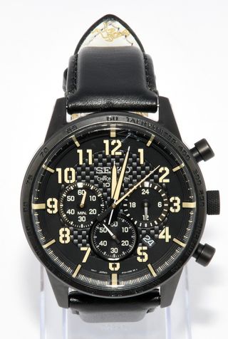 Reloj Seiko 8T63-00P0 Carbon Negro/Dorado