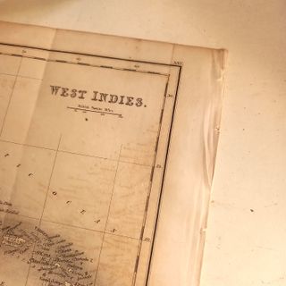 Mapa raro antigo das Caraíbas 1827 + Estojo couro