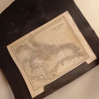 Mapa raro antigo das Caraíbas 1827 + Estojo couro