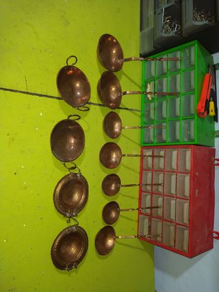 Braseros y sartenes cobre miniatura antiguos