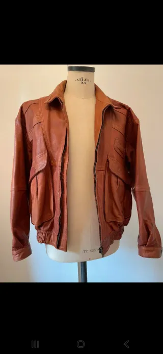 Giacca chiodo vera pelle marrone