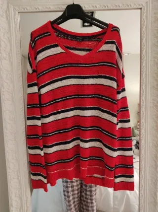 Jersey rayas rojo, blanco y negro