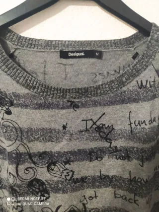 Jersey Desigual Flores y Lentejuelas Gris