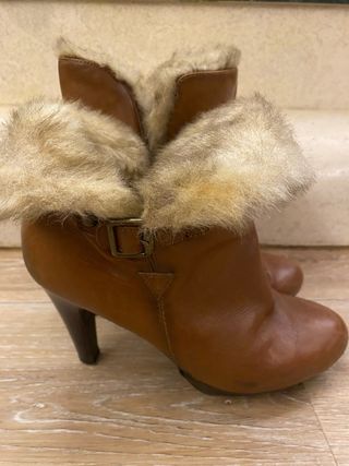 Botines piel marrón con pelo interior