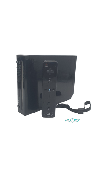 Consola Nintendo Wii negra con mando y nunchuck