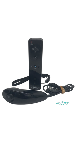 Consola Nintendo Wii negra con mando y nunchuck