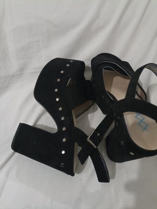 Sandalias Negras Tacón Plataforma Talla 39