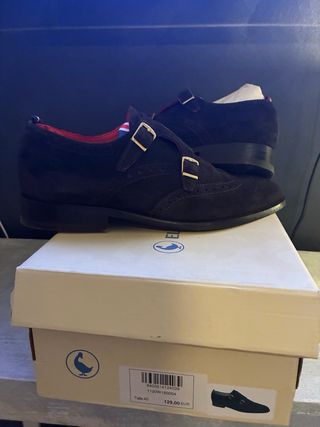 Zapatos de vestir doble hebilla ante