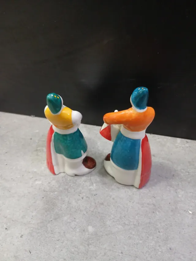 Pareja Figuras Galos Cerámica Multicolor