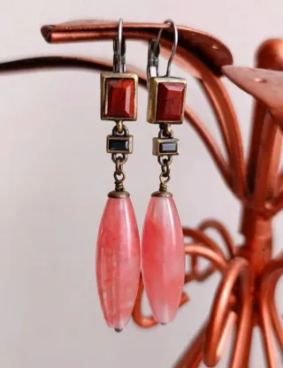 Dyrberg/Kern orecchini vintage pietra rosa