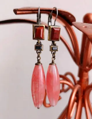 Dyrberg/Kern orecchini vintage pietra rosa