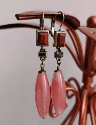 Dyrberg/Kern orecchini vintage pietra rosa