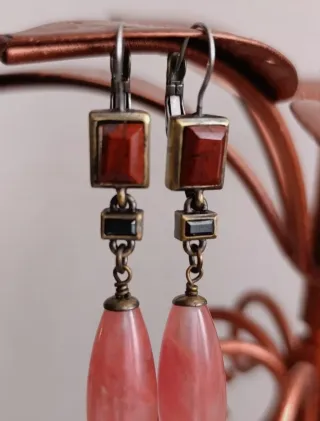 Dyrberg/Kern orecchini vintage pietra rosa