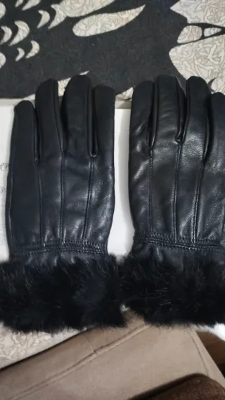 Guantes piel negra sra talla L