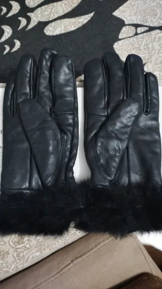 Guantes piel negra sra talla L