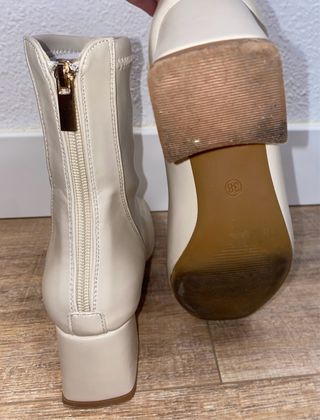 Botines beige tacón cuadrado