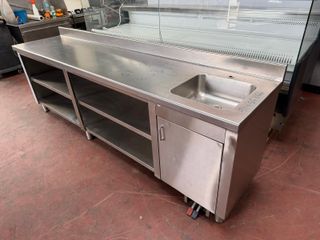 Fregadero Acero Inox. con Estantes y Puerta