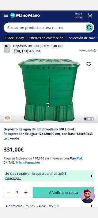 Depósito de agua 500L  Graf 2 unidades