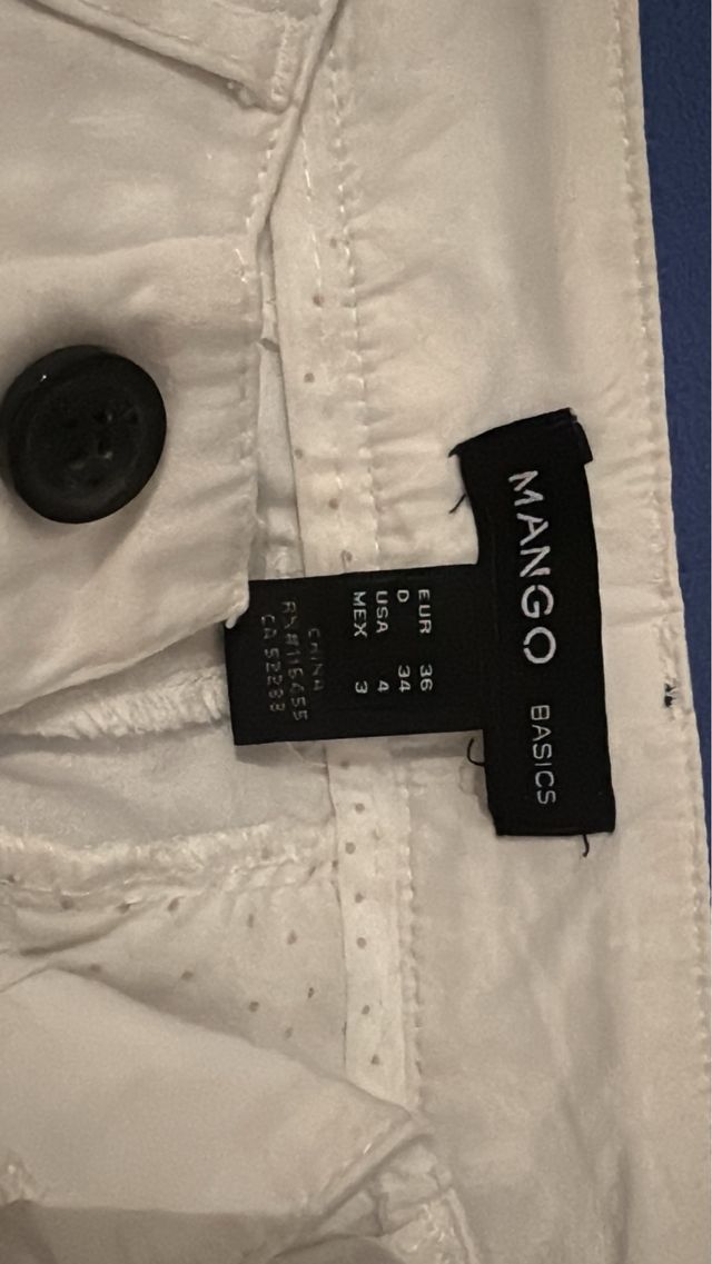 Pantalón blanco Mango Talla 36