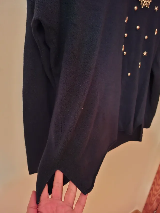 Jersey Elogy azul pedrería fiesta Talla L