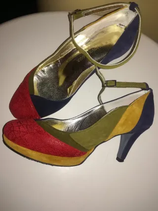 Scarpe donna multicolor con tacco