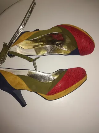 Scarpe donna multicolor con tacco