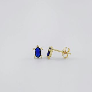 Pendientes Oro 18k Tortuga Azul