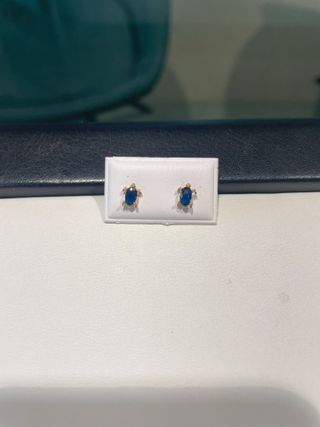 Pendientes Oro 18k Tortuga Azul