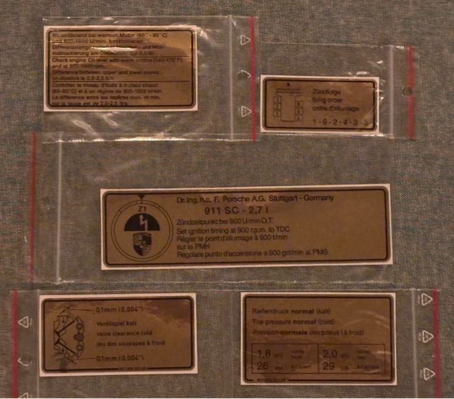 Porsche 911 2.7 - 3.0  Juego Placas Adhesivas