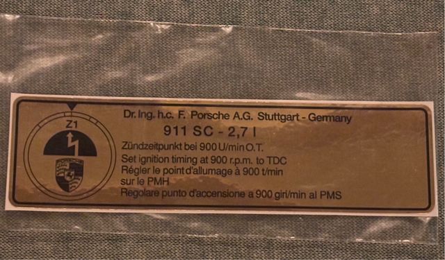 Porsche 911 2.7 - 3.0  Juego Placas Adhesivas